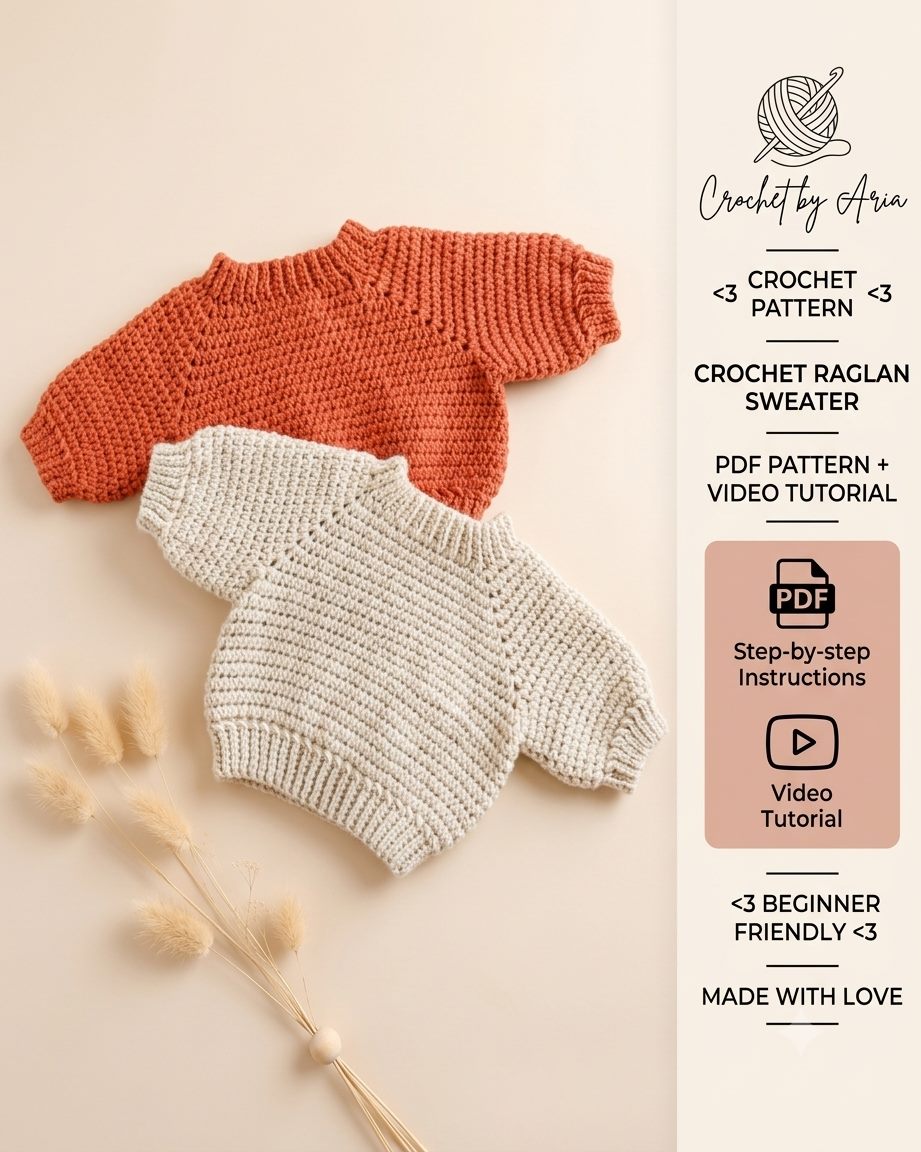 Oversized Crochet Raglan Baby Sweater Pattern